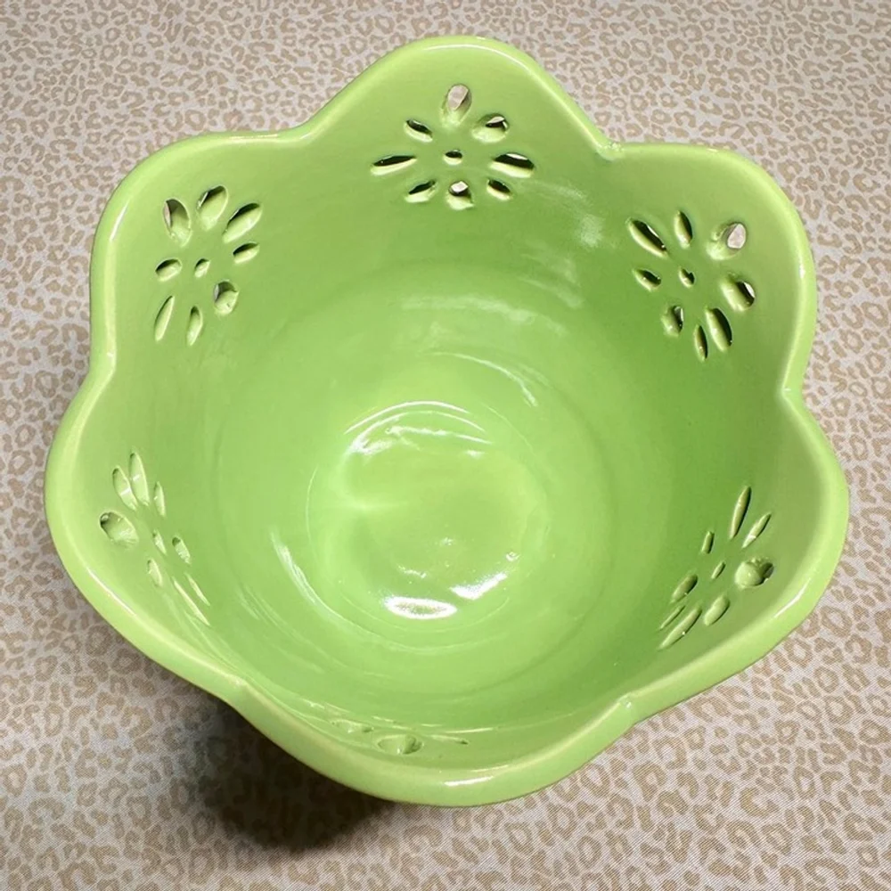 Vintage Decorative Lime Green Ceramic Flower Pot, 5